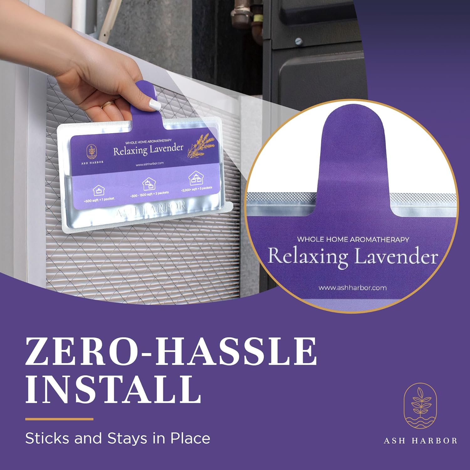 Relaxing Lavender Whole Home Aromatherapy | Furnace Filter Scent & AC Air Freshener Whole House | HVAC Duct Odor Eliminator for Lasting Freshness | Filter Fresh 6 Pack by Ash Harbor