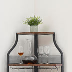 Amyove Corner Wine Bar Cabinet with Detachable Wine Rack, Industrial Wine Cabinet with Glass Holder, Small Sideboard and Liquor Coffee Bar Cabinet with Mesh Door, ‎Retro Brown