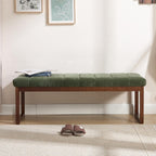 Bedroom Bench for End of Bed, 53.2" Modern Upholstered Chenille Fabric Entryway Bench & Window Bench, Footrest Stool Bench with Solid Wood Frame for Bedroom Living Room, Green