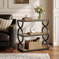 Tribesigns 3-Tier End Table, Narrow Side Table with Storage Shelves, Industrial Accent Table with Unique Circular Frame, Sofa Side Table for Living Room, Rustic Brown