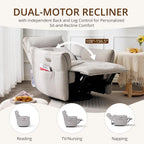 Power Rocking Chair Nursery Glider Recliner with Adjustable Headrest, Dual Motor Chenille Swivel Rocker Recliner Chair with USB Port and Storage Bags, FSC, CertiPUR-US® Certified, Crockery Grey