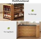 Little Tree 55 Inches Kitchen Island, 4-Tier Kitchen Storage Cabinet with Large Worktop & Leg Room, Modern Wooden Kitchen Stationary Island for Dining Room, Coffee Bar Cabinet for Living Room, Oak