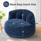 MASVIS Bean Bag Chair,3ft Memory Foam Bean Bag Chair for Adults Kids Teens,Soft Velvet Comfy Floor Chair with Supportive Backrest,Lazy Sofa Lounge Chair for Living Room Bedroom Game Room,Navy