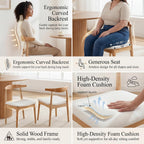 HNY Wooden Dining Chairs Set of 6, Mid Century Modern Dining Room Chairs with Natural Wood Legs & Open Curved Back, Upholstered Beige Linen Armless Kitchen Chair for Dining Room Restaurant