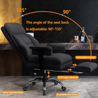 Office Chair with Leg Rest, Leather High Back Executive Office Chair with Wheels, Ergonomic Desk Chairs with Lumbar Support for Home Office, Black