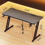 Czlolo 47 Inch Gaming Desk with Power Outlets, L-Shape Leg Computer Desk, Gamer Desk for Small Space, Wtih Cup Holder, Headphone Stand, USB＆ Tpye-C Ports, Carbon Fiber Surface, Black