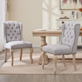 Upholstered Dining Chairs Set of 2 for Kitchen and Dining Room Farmhouse Fabric Tufted Accent Chairs for Living Room and Bedroom with Wooden Legs, Grey