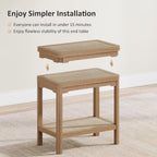 Eclatara Rattan Night Stand - Farmhouse 2 Tier End Table for Bedroom - Accent Side Table wtih Open Storage Shelves for Small Space Narrow Coffee Table Bamboo (2, Natural Oak)