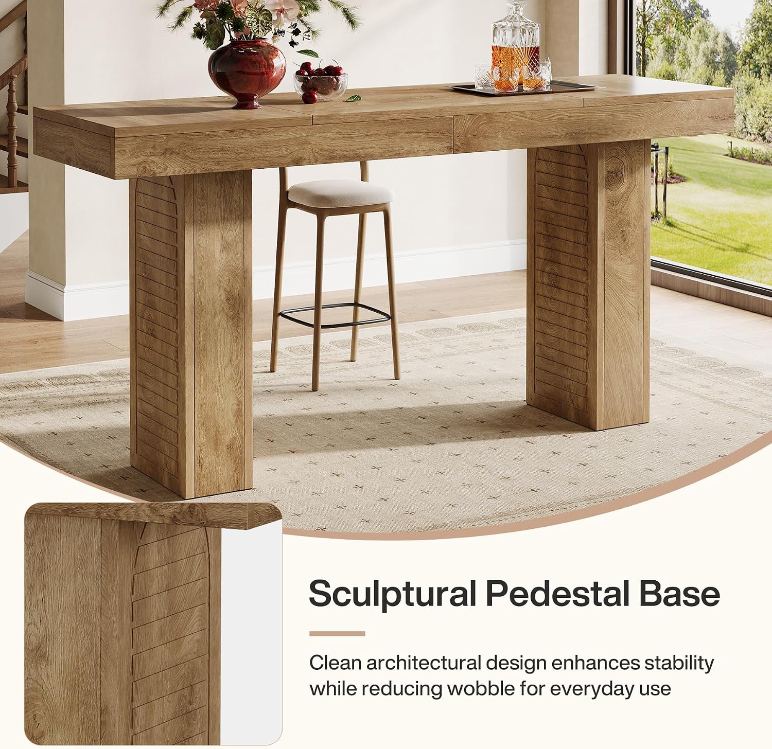 Tribesigns 70.9" Extra Long Bar Table, Rectangular Counter Height Pub Table, Modern Farmhouse Bar Height Table Home Bar Units for Kitchen Island, Bistro, Brown