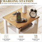 Farmhouse End Tables Set of 2 with Charging Station, White Nightstands with USB Ports & AC Outlets, Side Tables with Storage Cabinet and Open Shelf for Bedroom, Living Room, Apartment, 2026, Modern
