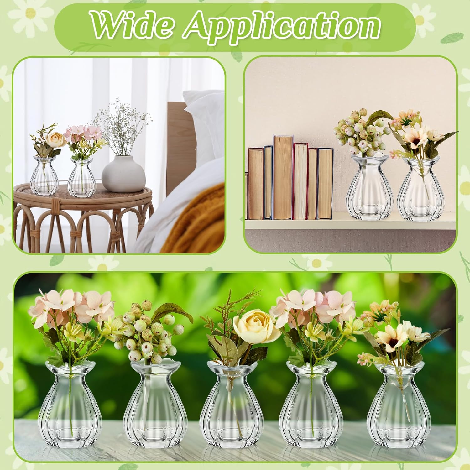 12 Pieces Glass Bud Vases for Centerpieces Bulk 3.5 Inch Mini Flower Bouquets Vases Small Cute Crystal Ribbed Glass Bud in Bulk for Wedding Baby Bridal Shower Table Party Home Decor (Clear)