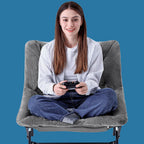 OAKHAM Comfy Chair for Adults, Soft Faux Fur Folding Lounge for Bedroom Living Room Dorm Rooms Flexible Reading Chair for Teens Kids, X-Large Foldable (Faux Fur-Charcoal Gray)