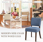 COLAMY Upholstered Dining Chairs Set of 2, Fabric Kitchen Chairs with Padded Seat & Back, Solid Wood Legs, Modern Simple Dining Room Chairs for Kitchen, Dining Room, Living Room, Blue