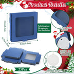 Dunzoom 25 Pcs Sublimation Ornament Blanks Gift Box 3.6"x3.6"x0.7" Christmas Ornaments Holder Ceramic Discs Packaging Box with Window for Personalized Xmas Tree Blanks Bulk (Dark Blue)