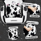 Vigosit Black and White Cow Gaming Chair with Footrest, Ergonomic Cute Gamer Chair for Girls, Comfortable Computer Desk Chair for Adults Teens