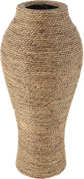 Deco 79 Seagrass Handmade Decorative Vase Tall Wrapped Centerpiece Vase, Vase for Home Decoration 11" x 11" x 24", Brown