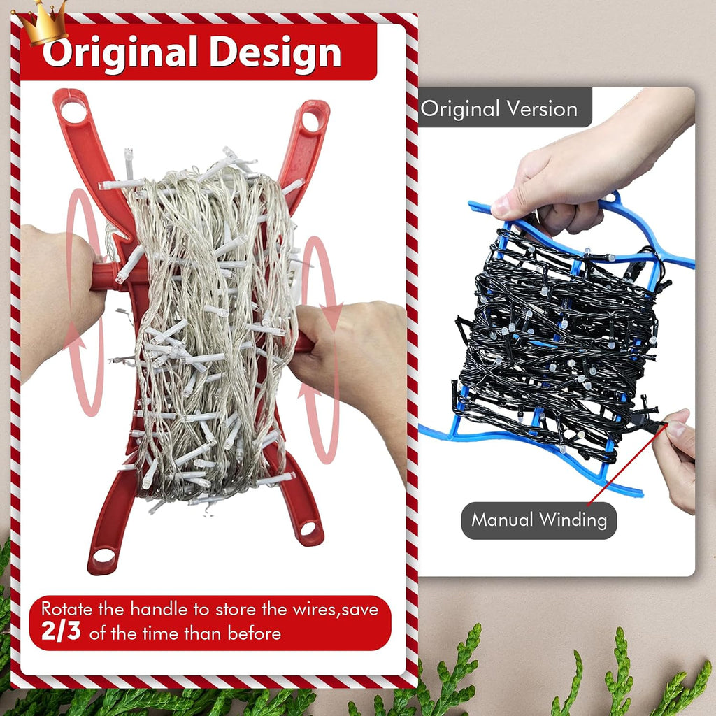12PCS Rotating Handle Christmas Lights Storage Holder, Efficient & Durable,Tangle-Free Wires, Rope Winder for Ropes, String Lights, Fairy Lights, Wires, Garlands, Beads, Cords