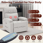 Korser Power Swivel Rocker Recliner Chair. Electric Glider Rocking Chair Nursery with Massage & Heat. PU Leather Nursery Rocking Chairs with USB & Type-C Ports for Living Room, Bedroom, Nursery, White