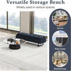 kinbor Waiting Room Chairs - Fabric Office Guest Chair, 3 Seats Upholstered Reception Bench Seating, Lobby Furniture for Salon and Shop, End of Bed Bench for Bedroom, Living Room, Hallway, Navy Blue
