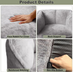 Bean Bag Chair,BeanBag Chairs for Adults,Oversized Bean Bag Couch,Grey Bean Bag with Memory Foam Filling,Faux Fur Reading Chair,Stuffed Floor Sofa for Bedroom Dorm Living Room, Apartment,Grey
