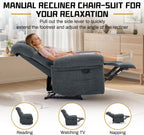 Korser Recliner Chair for Living Room, Manual Recliner with Thick Upholstered & Side Pockets, Small Recliner for Small Spaces, Lounge Chair for Nursery Bedroom Apartment RV, Chenille