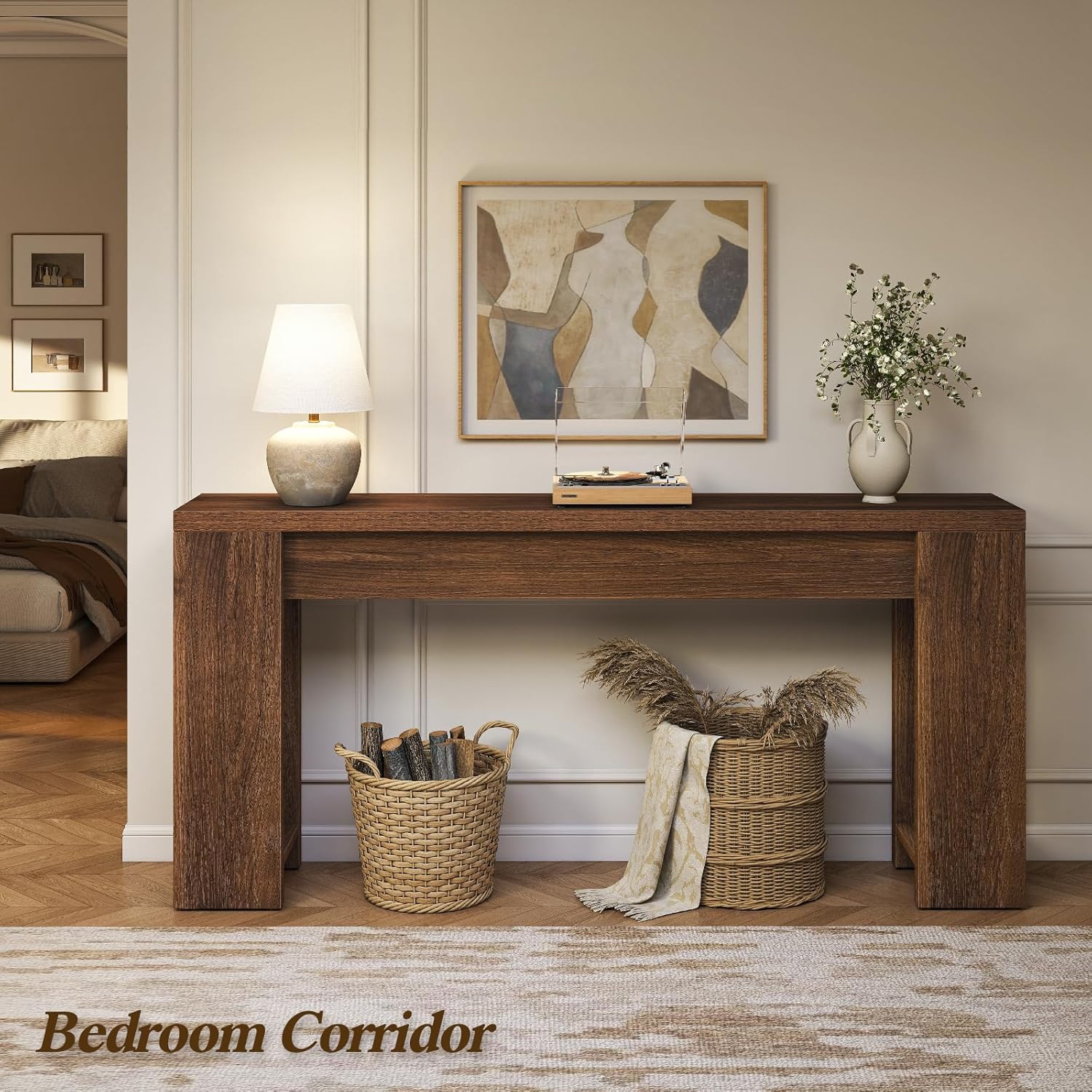 71" Extra Long Console Table, Wood Farmhouse Entryway Table, Behind Couch, Hallway, Foyer, Narrow Sofa Tables for Front Door