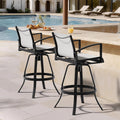 Pellebant 30" Aluminum Outdoor Bar Stools Set of 2, Sunbrella Swivel Patio Bar Height Bar Stools with Back & Footrest, Rust-Proof Patio Bar Stools for Deck Lawn Garden, White