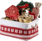 Christmas Basket Large Empty Christmas Baskets Red Christma Gift Baskets with Handles Holiday Storage for Gifts Holiday Decor for Baby/Kids/Nursery Room