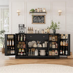 HITHOS 54" Buffet Cabinet with Storage, Modern Kitchen Buffet Sideboard with Drawer, Wood Coffee Bar with Adjustable Shelves, Kitchen Storage Cabinet for Living Room, Black