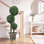 Goplus 3 FT Artificial Boxwood Topiary Tree, Sun-Protective Triple Ball Fake Plants Shrubs, Evergreen Faux Potted Plants for Indoor Outdoor Home Office Front Porch Decor