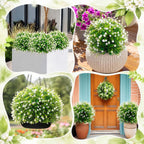 Suncalla Set of 2 Artificial Camellia Topiary Ball Tree Fake Bushes Shrubs Outdoor Faux Plant with Ground Spike 26x18 Inch Flowers UV Resistance Greenery for Porch Garden Patio (White,Camellia)