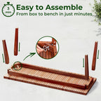 Melino Wooden Bench Outdoor 47" Convertible Acacia Wood Bench, Solid Wood Indoor Patio Benches for Outdoors, 3 in 1 Garden Bench for Porch Entryway Living Room Backyard Deck, Brown