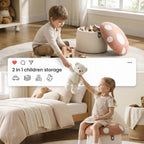 Mushroom Toddler Chair Comfy Chenille Kids Reading Chairs, Wooden Children Stool, No Assembly Kid Desk Chair, Cute Storage Ottoman for Kids Bedroom Furniture/Playroom/Boys Girls Gifts, Pink