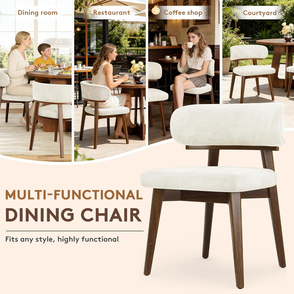 Dining Chairs Set of 4, Modern Upholstered Dining Chairs, Wooden Kitchen Chairs for Dining Room with Ergonomic Curved Backrest