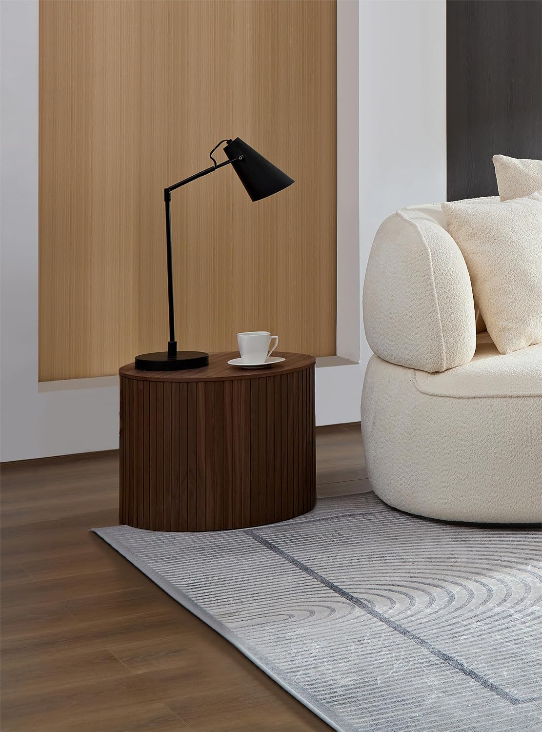Nesting Coffee Table Set of 2,Modern Round Wooden Coffee Tables with Storage,Luxury Side Table Accent End Table for Small Space Living Room Apartment (19.17”)