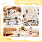 Pterying Wood Toddler Table and Chair Set - Kids Table and Chairs with Detachable Tabletop & Storage Drawers, Kids Furniture Set for Crafts, Arts, Drawing, Learning