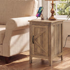 VASAGLE LIRY Collection - End Table with Charging Station, Side Table with Storage Cabinet, Night Stand for Living Room, Bedroom, Home Office, Warm Brown ULET131K101S