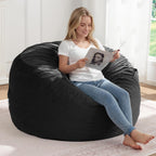 ZurNesfure Bean Bag Chairs for Adults 3FT Large Bean Bag Chair Memory Foam Filled Lazy Sofa with Removable Washable Cover Beanbag for Living Room Bedroom Dorm (Black, Medium)