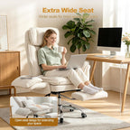 Office Chair with Flip Armrests & Foot Rest,Criss Cross Legged Home Office Desk Chair with Pet Seat,Ergonomic Reclining Computer Gaming Chair,High Back Executive Chair with Lumbar Pillow(White)