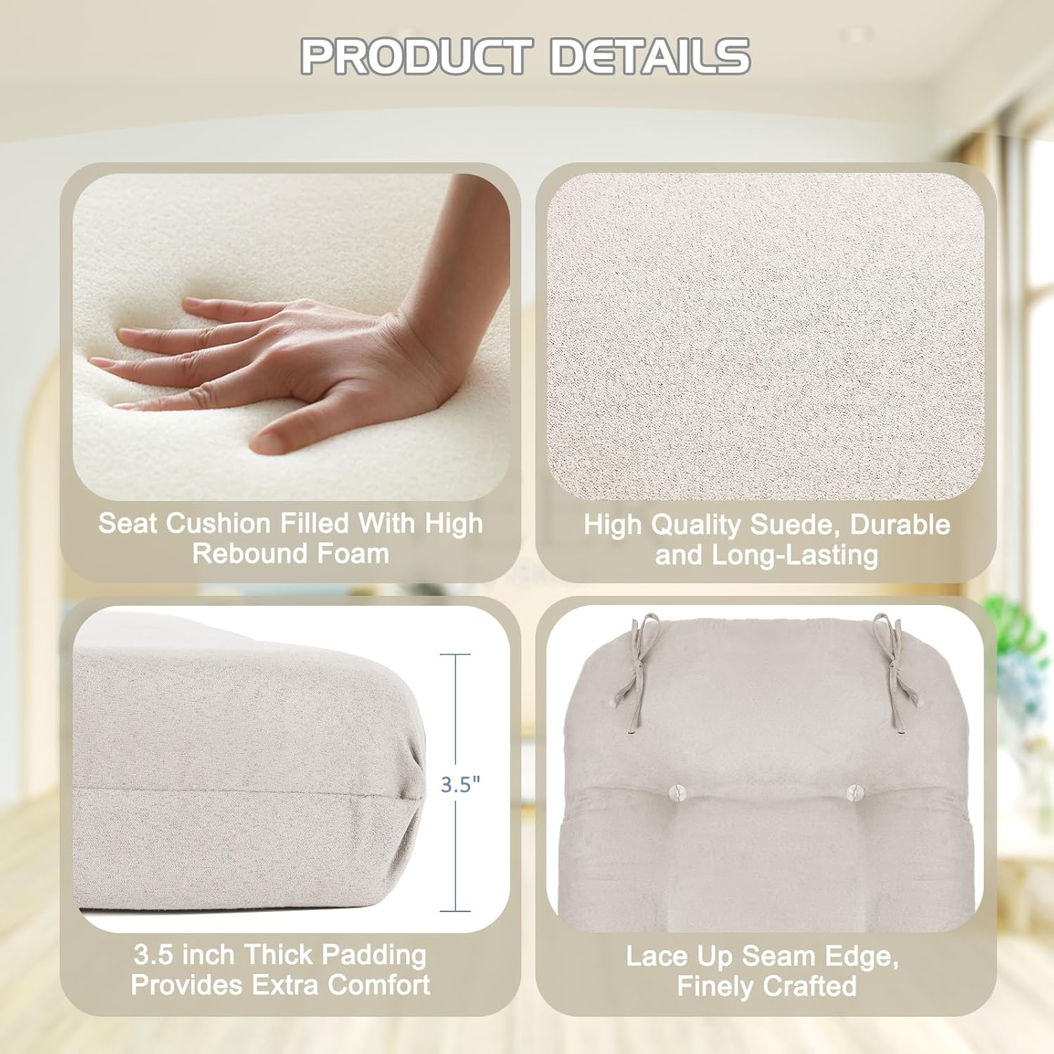 BECHAEO 5PCS Suede Glider Rocker Replacement Cushions with Ottoman Cover Thicken Soft Rocking Chair Cushion Set for Indoor Nursery Glider Rocking Chair, Beige