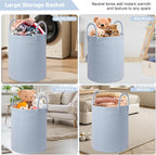 Large Woven Laundry Basket Hamper,60L Cotton Rope Storage Basket for Blankets in living room,Decorative Tall Nursery Hamper for Toys and Clothes,Baby Basket,Blue