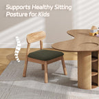 Wood Kid Armchair, Toddler Chairs Ages 1-4, Kid Chair with Solid Wooden Frame, Toddler Armchair Comfy, Upholstered Kids Chair for Playroom, Bedroom, Kindergarten & Preschool, Green