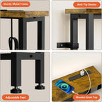 70" Narrow Sofa Table with Outlet (2 AC Outlets & 2 USB Ports), Behind Couch Table with Charging Station, Long Skinny Console Table for Living Room, Entryway and Hallway (Rustic Brown)