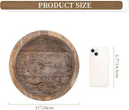 Hanobe Candle Plate Holder Tray: Round Wood Decorative Candle Plate - Rustic Farmhouse CoffeeTable Decor - Tealight Pillar Trays for Home Decor (Distressed)