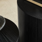Nesting Coffee Table Set of 2, Modern Round Small Side Table Circle Accent End Table Drum Wood Center Table for Living Room Apartment Bedroom Office, No Assembly, Black