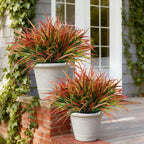 Ivydale 12Pcs Fake Plants Outdoor Artificial Plastic Grass Spring Decoration UV Resistant Faux Greenery Stems Bushes Outside Fake Plants for Planters Patio Porch Window Box Pathway Garden Home Decor
