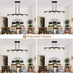 36.2inch 5-Light Kitchen Island Lighting,Dining Room Lights Modern Farmhouse Chandelier with Clear Glass Shade,Modern Rustic Black and Gold Metal Chandelier, Kitchen Pendant Light Fixtures