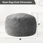 Hobestluk Bean Bag Chair Large Washable Soft Living Room Adult 3Ft Grey | No Assembly Required Memory Foam Filling Machine Washable Cover Bedroom Dorm Reading Gaming Fluffy Plush Faux Fur Fabric