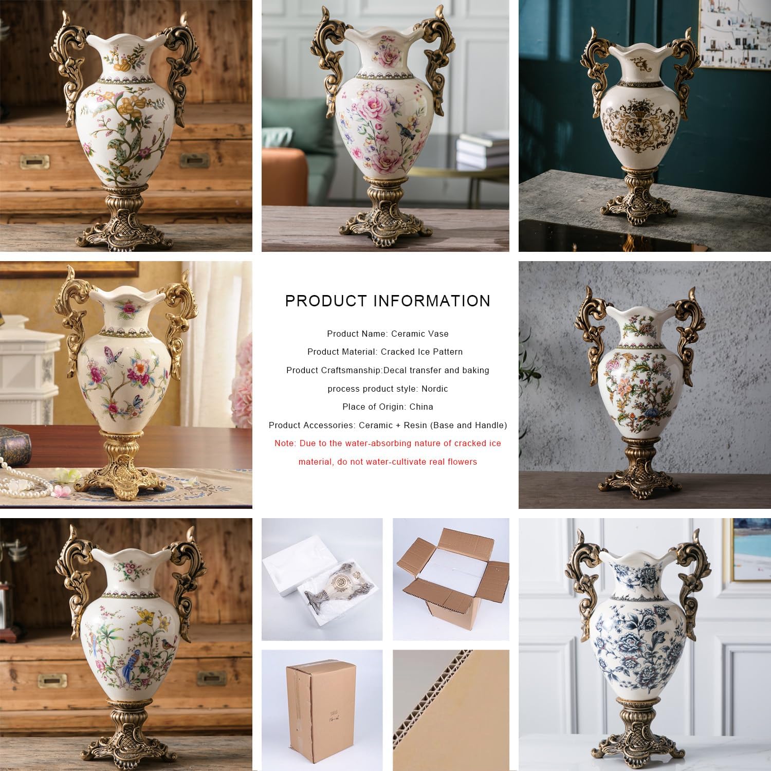 Tall Table Modern Vase,Large Ceramic Flower Vases for Shelf Home Decor,Creative Classic Pink Vase 16.5 inch,Sophisticated Vessel for Decorative Branches and Dried Flower. (Butterfly Flower)