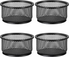 MaxGear Paper Clip Holder, Stackable PaperClip Organizer for Desk, 4 Pack Metal Mesh Paper Clip Holders with Non-Slip EVA Pad, Desk dispensers for Office Binder Box, Black